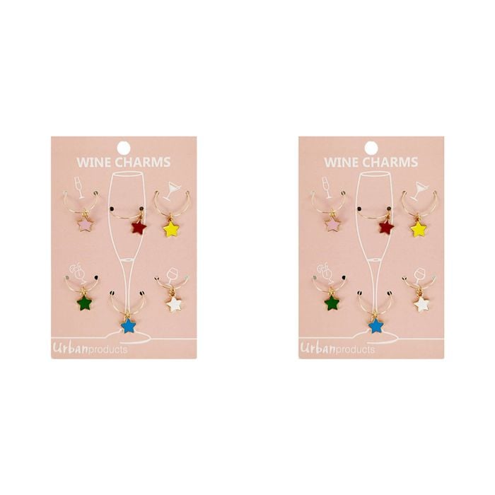 2x 6pc Urban Stars 4cm Metal/Enamel Wine Charms