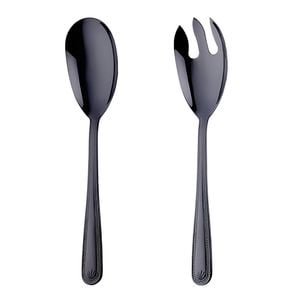 Anygleam Black Giant Salad Spoon And Fork Set - 2pcs Steel