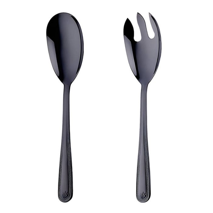 Anygleam Black Giant Salad Spoon And Fork Set - 2pcs Steel