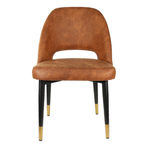 Durafurn 450mm High Tan Fabric Semifreddo Chair with Black Metal Legs