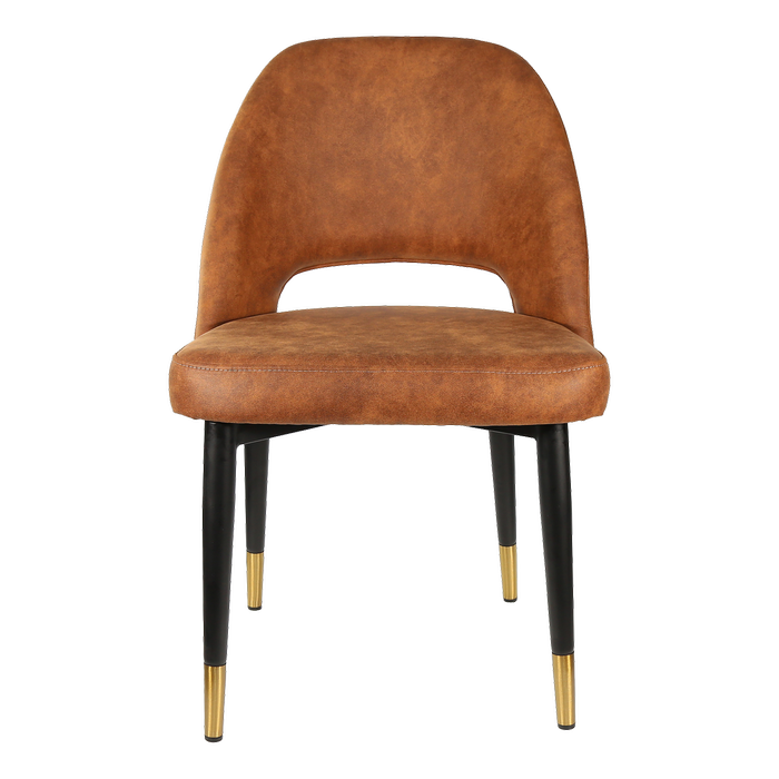 Durafurn 450mm High Tan Fabric Semifreddo Chair with Black Metal Legs