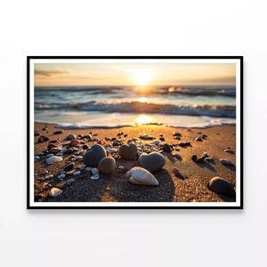 Beach with Rocks and Shells  Print 100% Australian Made 120x90cm  (Poster)