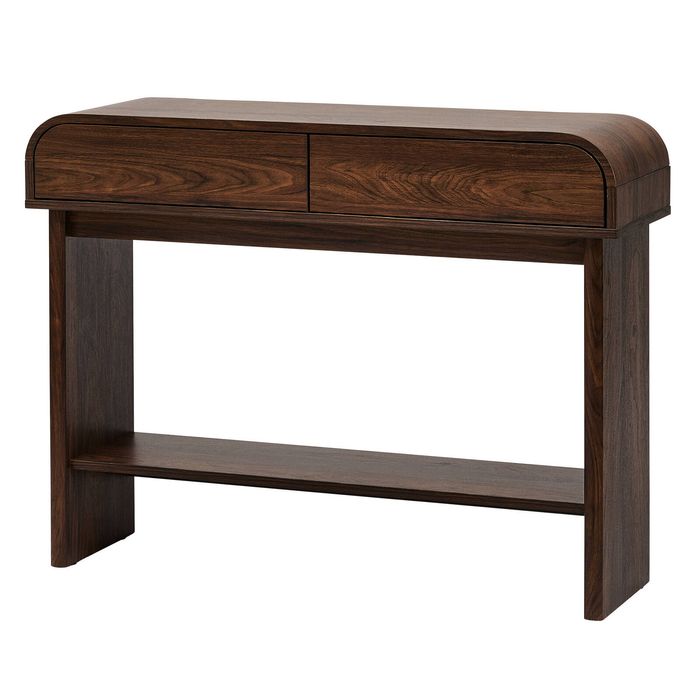 Astin Sinclair 1000×300×760mm Jensen Curved Walnut Console Table with 2 Drawers