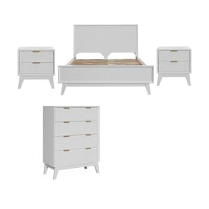 Matilda 4pc Queen Bed Suite Bedside Tallboy Frame Set White