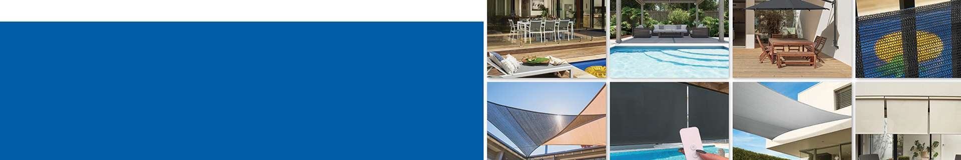 6 different types of shade sails in outdoor areas.