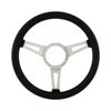 15" Aluminium 9 Bolt Steering Wheel Black Leather Full-Wrap Slotted Spokes