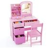 Costway Kids Vanity Set Princess Makeup Table & Chair