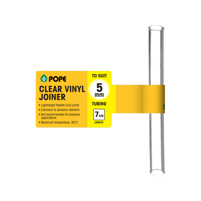 Pope 5mm x 7cm Clear Vinyl Tubing Joiner