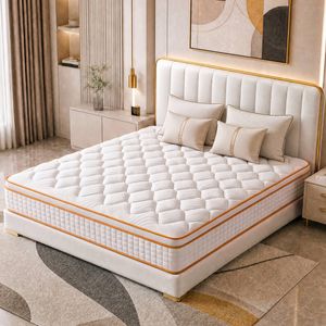 Advwin 34CM Hybrid Mattress with Memory Foam & Individual Pocket Springs Queen Size, White & Gold
