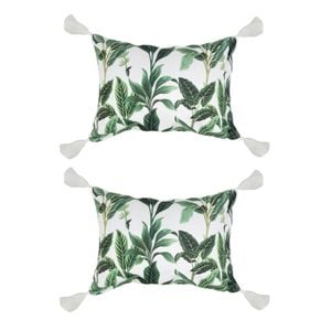 2PK Good Vibes Inflatable Beach Pillow With Tassels Botanical 40x29x13cm