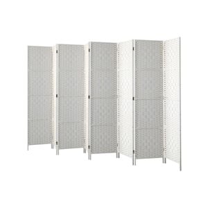 Oikiture 8 Panel Room Divider Screen Privacy Timber White