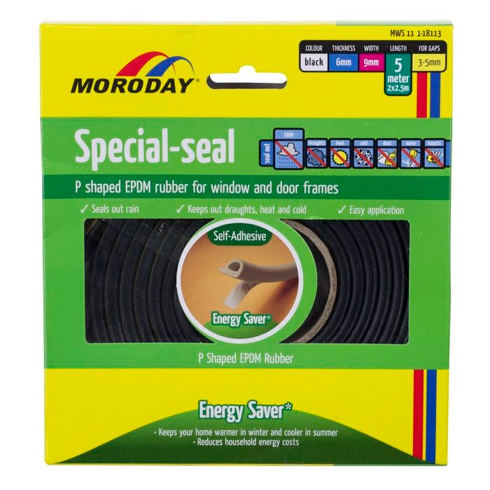 MORODAY SELF-ADHESIVE SPECIAL WEATHERSEAL 9mmX5M BLACK