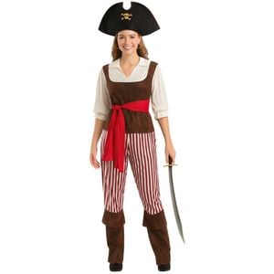 Wos Pirate Caribbean Wench Lass Fancy Dress Up Halloween Adult Costume  XS/S 155-165cm Height