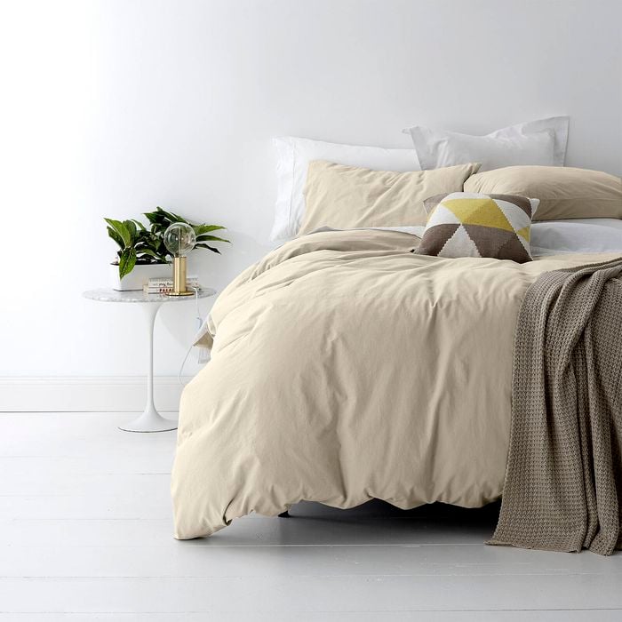 Park Avenue European Vintage Washed Cotton Quilt Cover Set Super King Stone