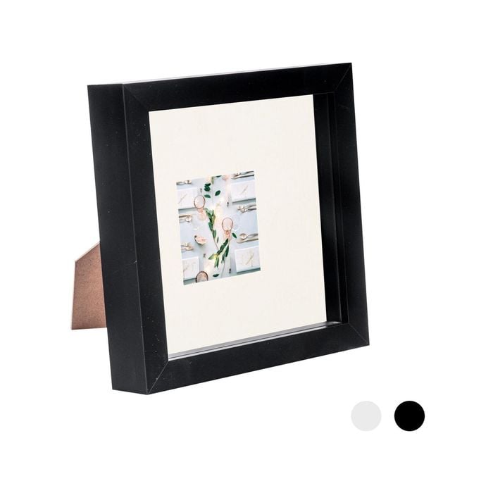 Nicola Spring 6 x 6 3D Shadow Box Photo Frame - Craft Display Picture Frame with 2 x 2 Mount - Glass Aperture - Black