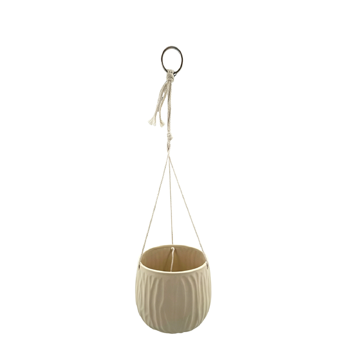 Northcote Pottery 16.8 x 15.6cm Luna Hanging Ecru Ceramic Indoor Pot