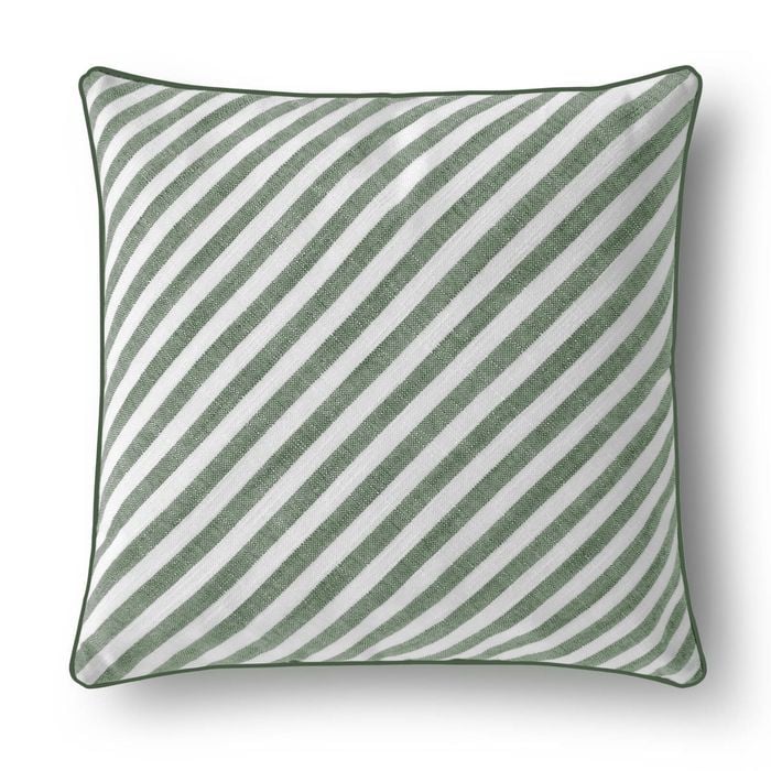 Cadence & Co. Oscar Faux Linen Striped Cushion Olive
