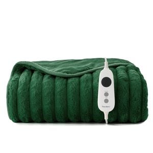 Dreamaker Cirra Chunky Embossed Fleece Heated Throw Emerald Green 130 X 160cm | Overheat Protection & Washable