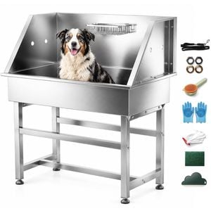 Advwin Professional Dog Washing Station Stainless Steel Pet Grooming Tub 34" Bathtub