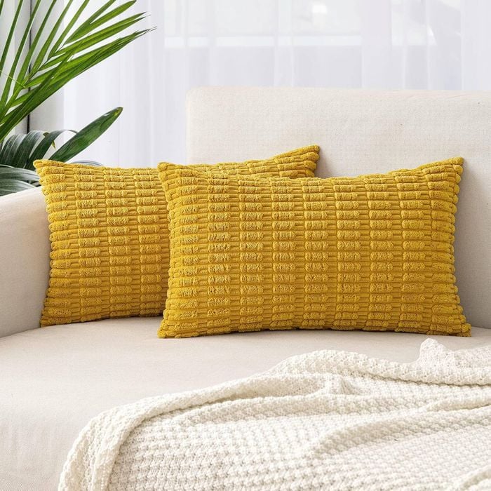Gioia Casa Boho Corduroy Cushion Covers -  Mustard - 30cm x 50cm (Set of 2)