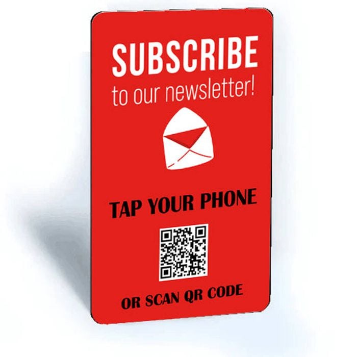 Tap and Share Contactless Smart NFC 'Subscribe to Our Newsletter' Card + QR code