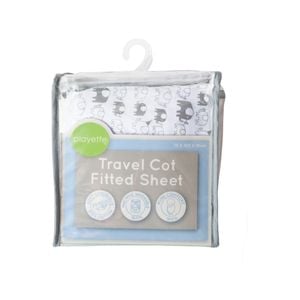 Playette Printed Travel Cot Fitted Sheet Elephant