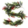 Catzon 5Ft Christmas Garland with Red Berry Pinecones-LightGreen