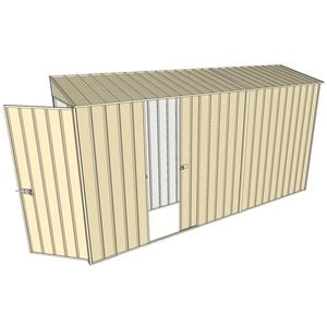 Build-a-Shed 0.8 x 3.7 x 2m Skillion Single Hinged Door Shed with Single Sliding Side Door - Cream