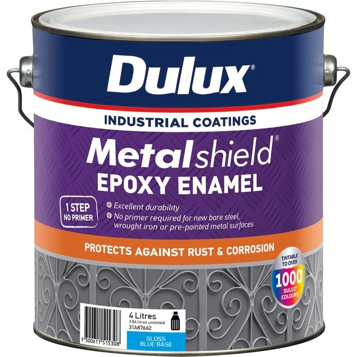 Dulux 4L Metalshield Epoxy Enamel Gloss Paint Blue Base - 4L