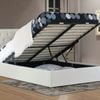 Istyle Chester Queen Gas Lift Ottoman Storage Bed Frame Fabric Beige
