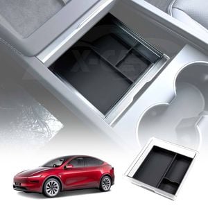 Centre Console Front Organizer Tray for Tesla Model Y Juniper 2025-Onwards with Black Silicone Mat