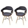 vidaXL 2x Dining Chair Sold Wooden Legs Fabric Grey Armchair Cafe Kitchen