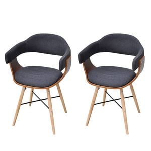 vidaXL 2x Dining Chair Sold Wooden Legs Fabric Grey Armchair Cafe Kitchen