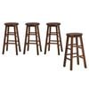 Oikiture 4x Bar Stool Counter Dining Chair Round Walnut