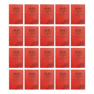 20x Spirax P132 Pp Cover Graph Book A4 5mm Grid 48 Pages School Notebook Red