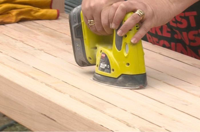 DIY Step Image - Learn how to build an outdoor garden bench . Blob storage upload.