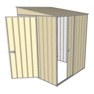 Build-a-Shed 1.5 x 1.5 x 2m Single Hinged Side Door Skillion Shed - Cream