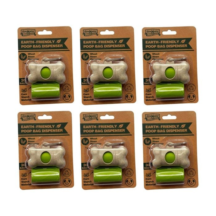 6x 30pc Showmaster Earth-Friendly Poop Dog Waste Bags W/ Dispenser Corn Starch