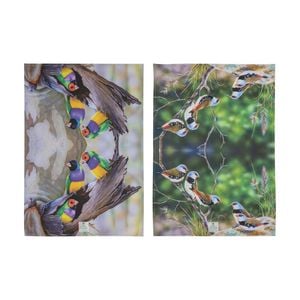 2pc Ashdene Aus Small Birds Finch Kitchen Tea Towels Animal Art