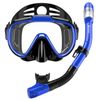 EMSINA Dry Snorkel Set with Panoramic Anti-Fog Diving Mask - Royal Blue