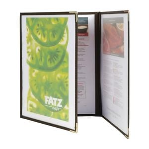Securit Menu Cover Crystal Double Sided Triple Fold A4 3 Pack Hospitality Supplies