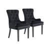 La Bella 2 Set Black French Provincial Dining Chair Ring Studded Lisse Velvet Rubberwood