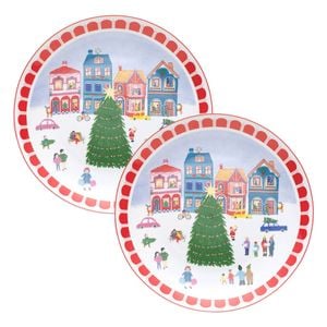2PK Porto Porcelain Night Before Round Serving Plate 30cm Multi