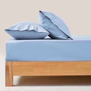 Dreamaker 250TC Cotton & Recycled Polyester Blend Fitted Sheet Set Pale Blue Single Bed