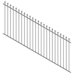 ProtectorAl 1201-2400W x 1200H Palladium Silver Spear Top Pool Fence Panel Raked 16-30º