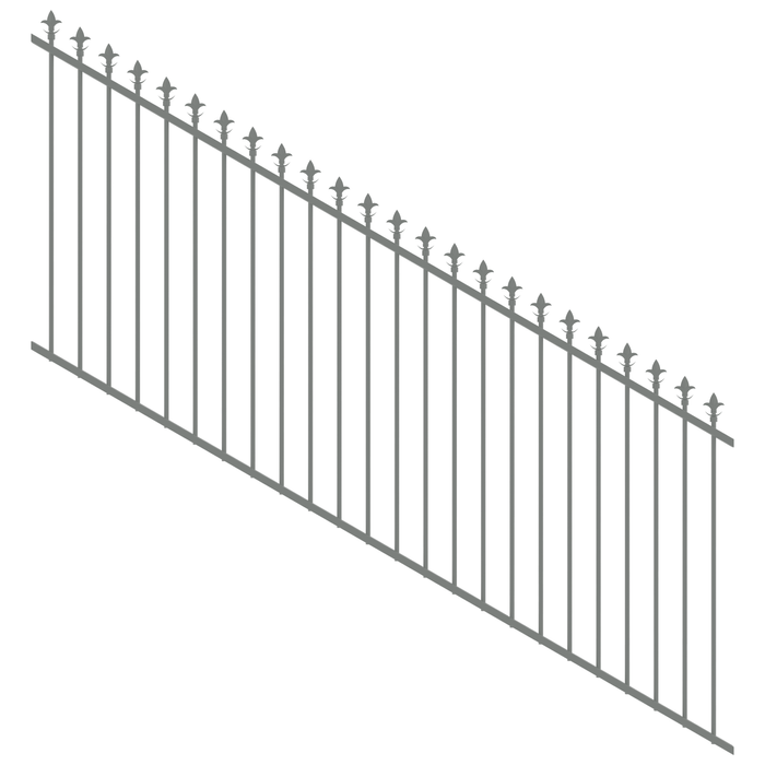 ProtectorAl 1201-2400W x 1200H Palladium Silver Spear Top Pool Fence Panel Raked 16-30º