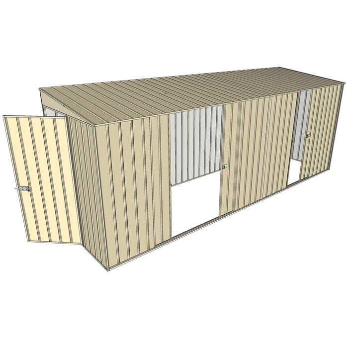 Build-a-Shed 1.5 x 5.2 x 2m Double and Single Sliding Side Door Skillion Shed - Cream