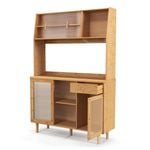 Costway Rattan Kitchen Buffet Bamboo Sideboard Storage Cabinet Natural