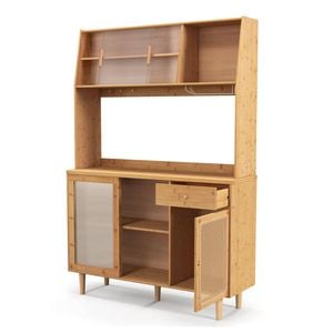 Costway Rattan Kitchen Buffet Bamboo Sideboard Storage Cabinet Natural