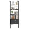 Costway 6-tier Ladder Bookcase Wall-mounted Bookshelf Black